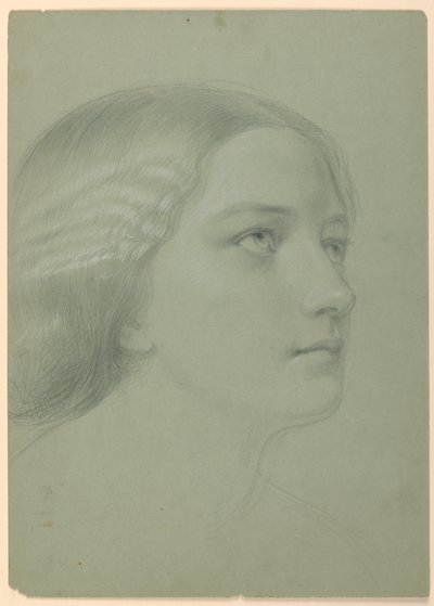 Studie af et kvindehoved for "A Magdalen" af Daniel Huntington