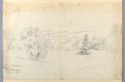 Hudson River og Catskills fra Barrytown af Daniel Huntington