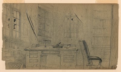 Washington Irvings bibliotek i Sunnyside af Daniel Huntington