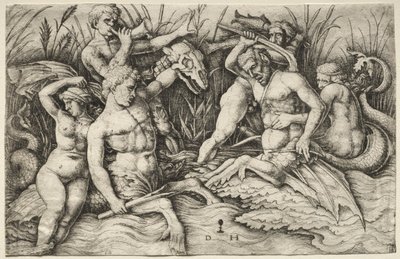 To Tritons kæmper - Battle of the Sea Gods (højre del) af Daniel I Hopfer