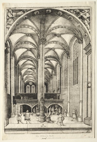 Udsigt i det indre af St. Catherines kirke i Augsburg af Daniel I Hopfer