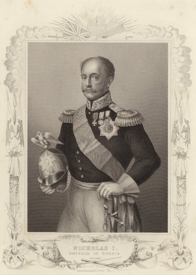 Tsar Nikolaj I, kejser af Rusland (kobberstik) af Daniel John. Pound