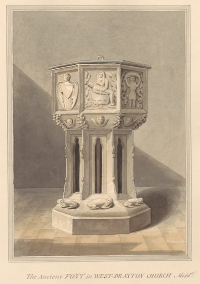 Gammel skrifttype i West Drayton Church, Middlesex af Daniel Lysons