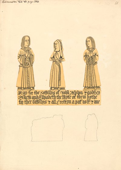 Messingplade til John Asplyn, Godfrey Askew og Elizabeth the Wife of them Both, Edmonton Church af Daniel Lysons
