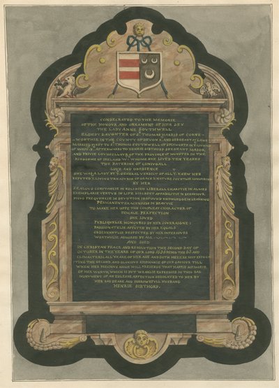 Mindesmærke for Lady Anne Southwell fra Acton Church af Daniel Lysons