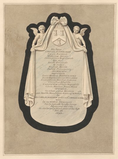 Mindesmærke for Carous Scarburgh fra Cranford Church af Daniel Lysons