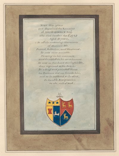 Mindesmærke for David Garrick fra Hampton Church af Daniel Lysons