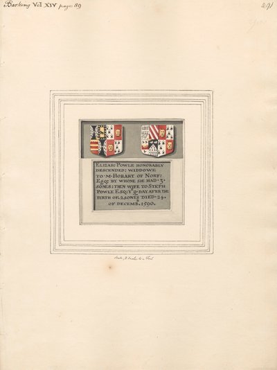 Mindesmærke for Elizabeth Powle, fra Barking Church af Daniel Lysons