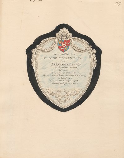 Mindesmærke for George og Elizabeth MacKenzie fra Kensnton Church af Daniel Lysons