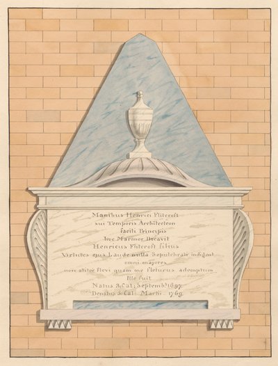 Mindesmærke for Henry Flitcroft fra Teddington Church af Daniel Lysons