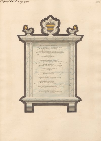 Mindesmærke for Jacob Augustus Blondel fra Stepney Church af Daniel Lysons