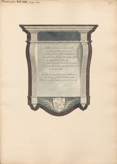 Mindesmærke for John William fra Harlington Church af Daniel Lysons