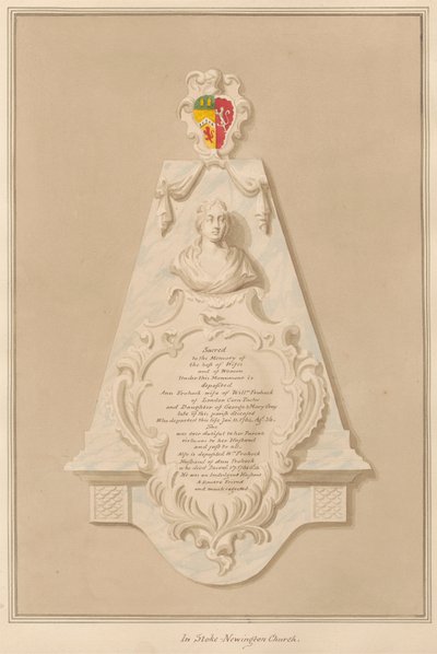 Mindesmærke for Loilliam og Ann Frohock fra Stoke Newington Church af Daniel Lysons