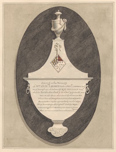Mindesmærke for fru Elizabeth Lardner, fra Stanwell Church af Daniel Lysons