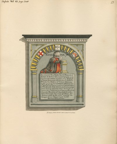 Mindesmærke for Robert Diecrowe og Joan Diecrowe hans mor og Robert Wheter hans Mester fra Enfield af Daniel Lysons