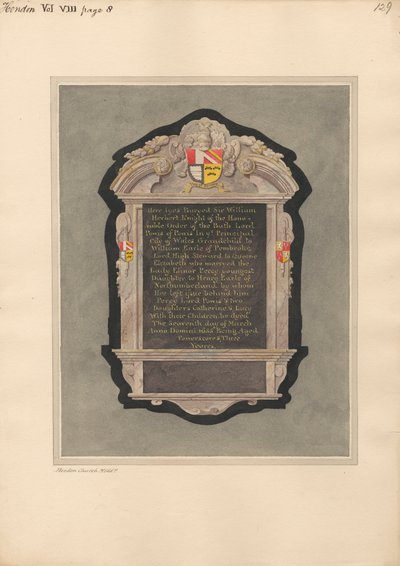 Mindesmærke for Sir William Herbert fra Hendon Church af Daniel Lysons