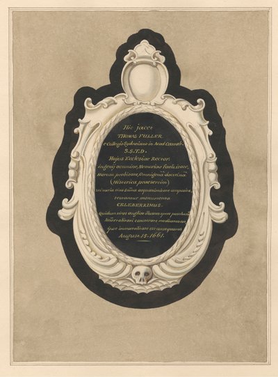 Mindesmærke for Thomas Fuller fra Cranford Church af Daniel Lysons