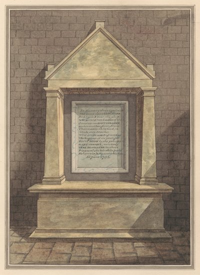 Mindesmærke for to kusiner, der begge hedder Elizabeth Isaak fra Hanworth Church af Daniel Lysons