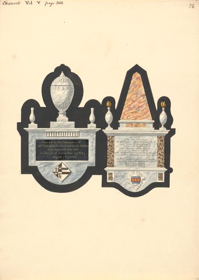 Monumenter til fru Rebecca Cassamajor og Thoma Spateman, Chiswick Church af Daniel Lysons