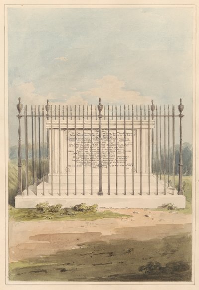 Miljørens omgivelser: Grav af George Earl fra Macartney, fra Chiswick Churchyard af Daniel Lysons