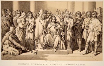 Kroning af Harold II i 1066, indgraveret af W. Ridgeway af Daniel Maclise