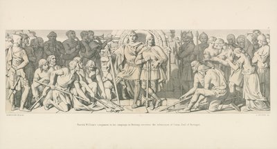 Harold, Williams følgesvend i hans kampagne i Bretagne, modtager underkastelse fra Conan, jarl af Bretagne af Daniel Maclise