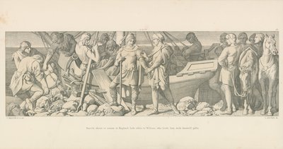 Harold, der er ved at vende tilbage til England, byder på William, som fylder ham med afskedsgaver af Daniel Maclise