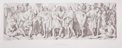Harald og hertug Vilhelm mødes, fra "The Story of the Norman Conquest", graveret af L. Gruner, 1866 af Daniel Maclise
