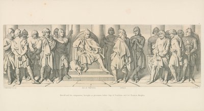 Harold og hans ledsagere bragte, som fanger, for Guy af Ponthieu og hans normanniske riddere af Daniel Maclise