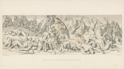 Harold, foran Standard of England, bliver gennemboret af en faldende pil af Daniel Maclise