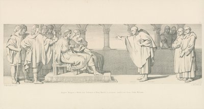 Hugues Maigrot, en munk, har kong Harolds publikum til at foreslå betingelser fra hertug William af Daniel Maclise