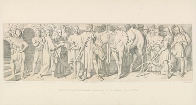 I mellemtiden er Tostig og Harold Hardrada sejrende og modtager underkastelse fra City of York af Daniel Maclise
