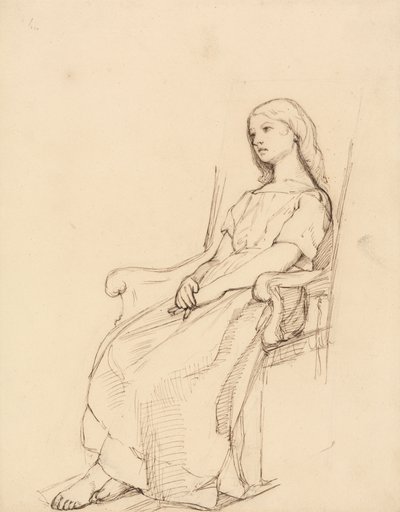 Studie af en ung pige, siddende af Daniel Maclise