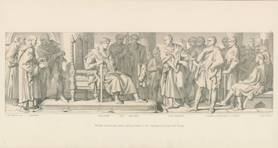 William konsulterer hans hertugdømmes adelige og handlende for at få hjælp til hans design af Daniel Maclise