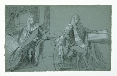 Studie for William Murray, First Earl of Mansfield, 1782-1783 (grafit og sort-hvidt kridt på blå-grå papir) af Daniel Mytens