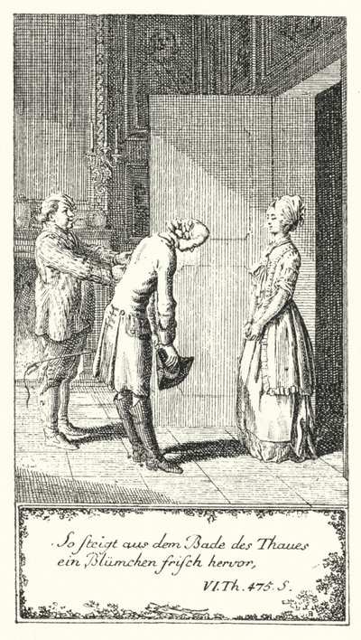Således dukker en frisk blomst op fra Thau-badet (gravering) af Daniel Nikolaus (after) Chodowiecki