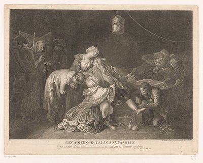 Farvel til Jean Calas i fængslet Les adieux de Calas, a sa famille (titel på objekt) af Daniel Nikolaus Chodowiecki