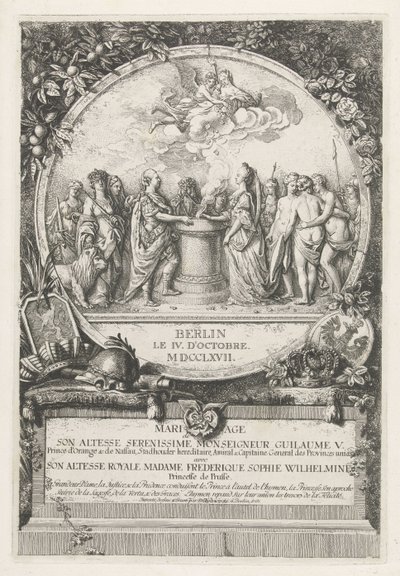 Allegori om ægteskabet mellem Vilhelm V og Vilhelmina af Preussen, 1767 Mariage de Son Altesse Serenissime Monseigneur Guilaume V. Prince d