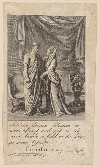 Blad 1 til Shakespeares "Coriolanus" af Daniel Nikolaus Chodowiecki