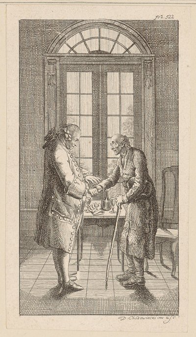 Hr. v. G. rækker den gamle mand hånden af Daniel Nikolaus Chodowiecki