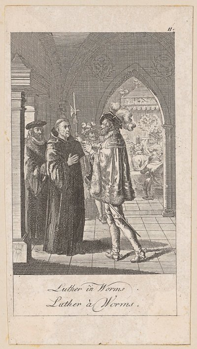 Luther i Worms, blad 11 fra serien »Oldtidens, middelalderens og den nyere tids historie« af Daniel Nikolaus Chodowiecki