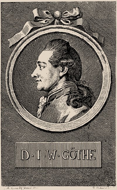 Portræt af forfatteren Johann Wolfgang von Goethe 1749-1832, 1776. af Daniel Nikolaus Chodowiecki
