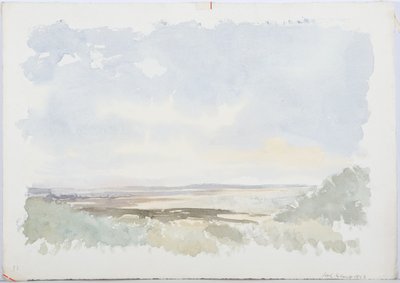 Holy Island, 1893 (blyant og wc på papir) af Daniel Oliver