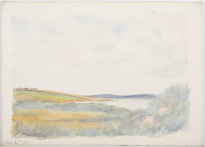 Holy Island, 1897 (blyant og wc på papir) af Daniel Oliver