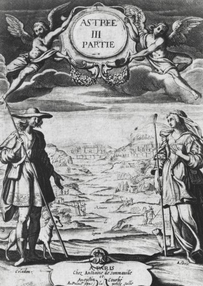 Astree og celadon, illustration fra "Astree" af Honore d