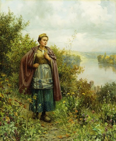 En efterårsvandring, af Daniel Ridgway Knight