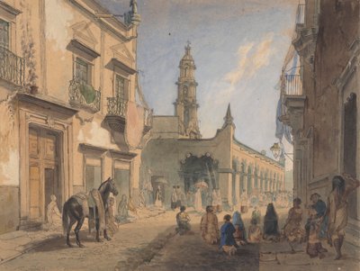 Mexicansk gadescene - Caliente Waters af Daniel Thomas Egerton