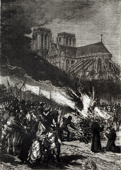 Tempelriddernes afbrænding, illustration fra "L