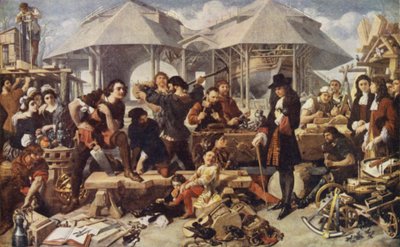 Peter den Store på Deptford Dockyard, London af Daniel after Maclise