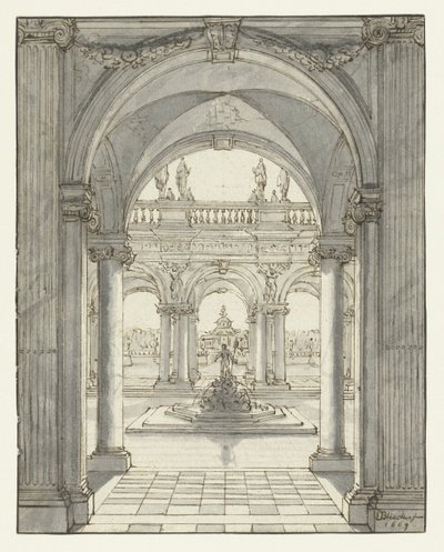 Plads foran et renæssancepalads af Daniel de Blieck